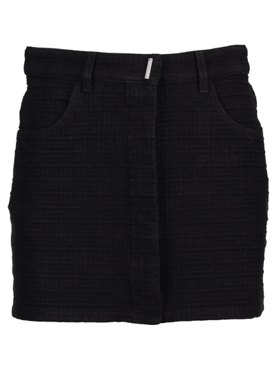 Shop Givenchy 4g Jacquard Denim Mini Skirt In Black