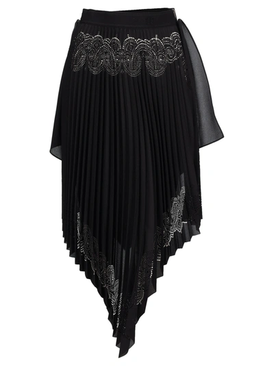 Shop Givenchy Pleated Asymmetrical Skirt In Black