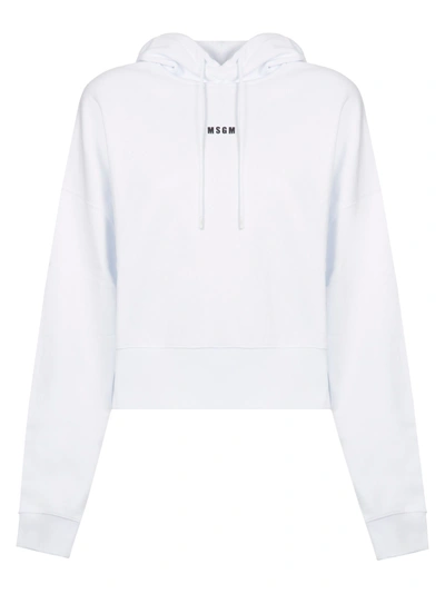 Msgm Logo Hoodie In White