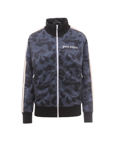 Palm Angels Sweatshirt With Camouflage Print And Logo In Navy | ModeSens