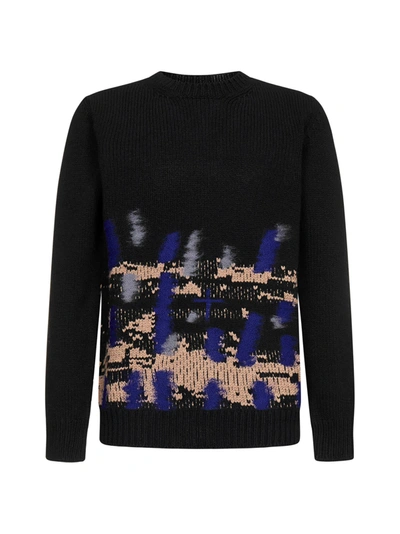 Shop Les Hommes Sweater In Nero Cobalto Cammello