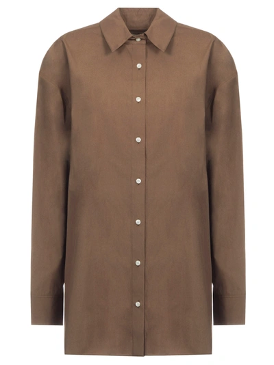 Shop Loulou Studio Cotton Shirt In Taupe