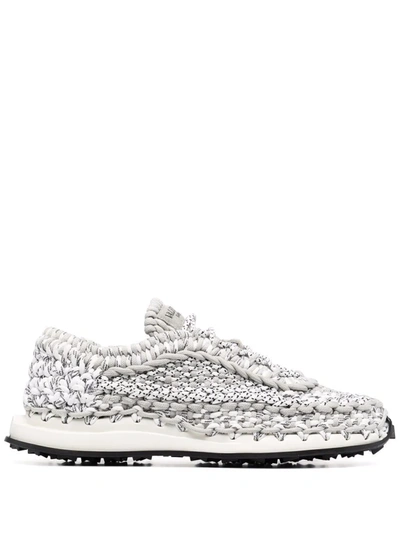 Shop Valentino Crochet Low-top Sneakers In Grey