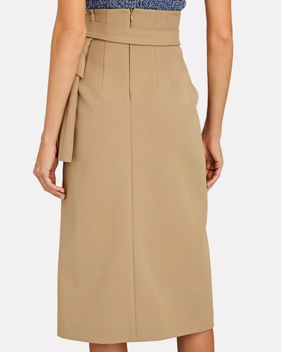 Shop A.w.a.k.e. Paneled Tie-waist Midi Skirt In Brown