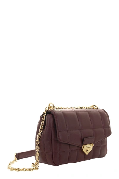 Shop Michael Kors Soho - Quilted Leather Shoulder Bag In Berry