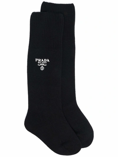 Shop Prada Women's Black Wool Socks