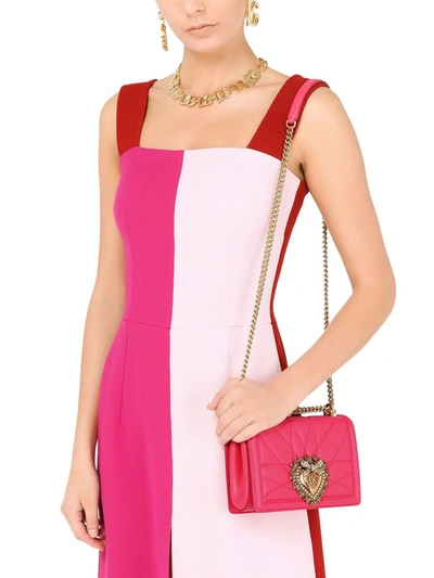Shop Dolce E Gabbana Women's Fuchsia Leather Shoulder Bag