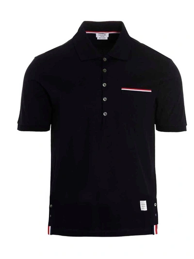 Shop Thom Browne Men's Blue Other Materials Polo Shirt