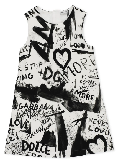 Shop Dolce & Gabbana Kids Graffiti Printed Sleeveless Dress In Multi