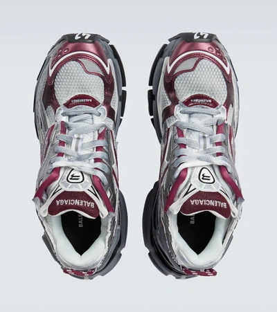 Shop Balenciaga Runner Sneakers In White/burgundy/grey