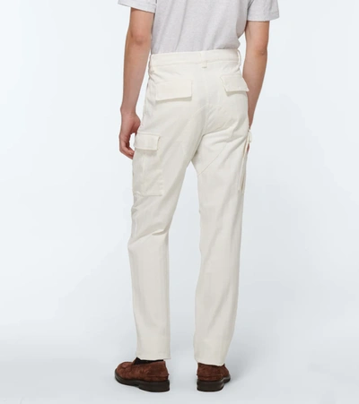 Shop Brunello Cucinelli Cotton-blend Cargo Pants In White