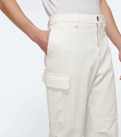 Shop Brunello Cucinelli Cotton-blend Cargo Pants In White