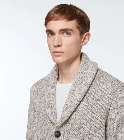 Shop Brunello Cucinelli Wool-blend Shawl Cardigan In Grey