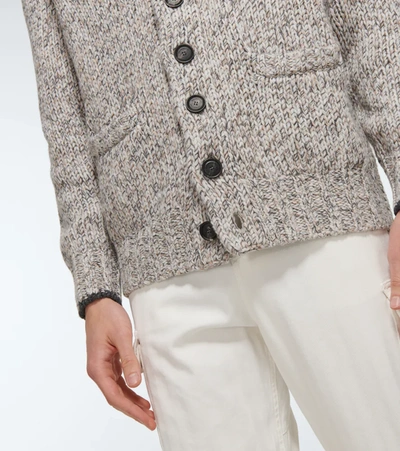 Shop Brunello Cucinelli Wool-blend Shawl Cardigan In Grey