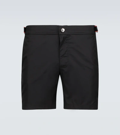 Shop Alexander Mcqueen Logo Swim Shorts In Black/red