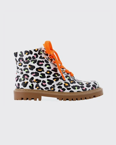 Shop Sophia Webster Girl's Tia Multicolor Cheetah-print Lug-sole Booties, Baby/toddler/kids In Leopard Orange