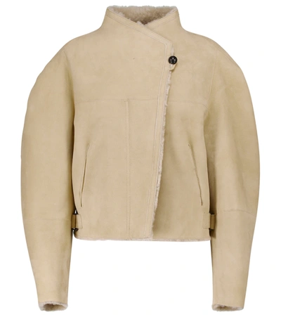 Shop Isabel Marant Acacina Suede And Shearling Jacket In Ecru