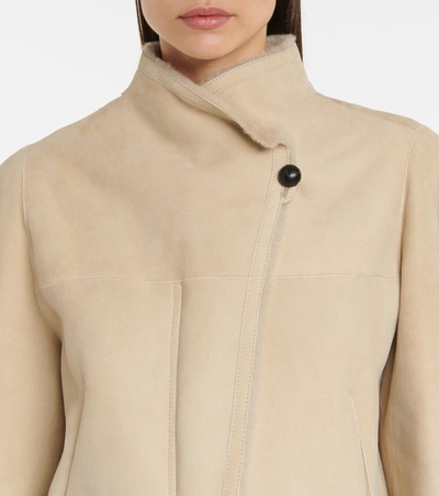 Shop Isabel Marant Acacina Suede And Shearling Jacket In Ecru