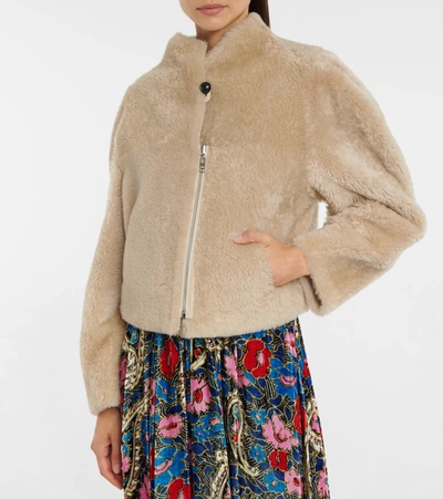 Shop Isabel Marant Acacina Suede And Shearling Jacket In Ecru