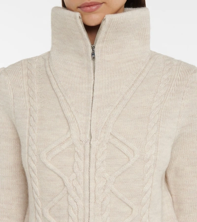 Shop Isabel Marant Dixon Cable-knit Wool-blend Cardigan In Ecru