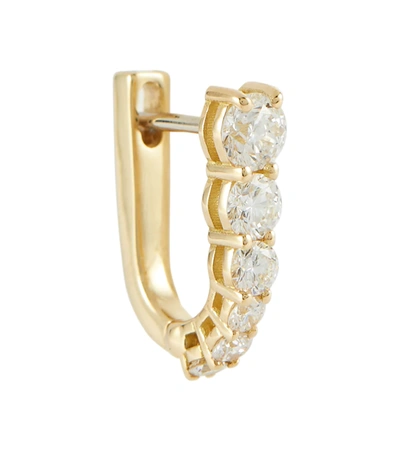 Shop Melissa Kaye Aria U Huggie 18kt Gold Single Hoop Earring With Diamonds In Yellow Gold/diamonds