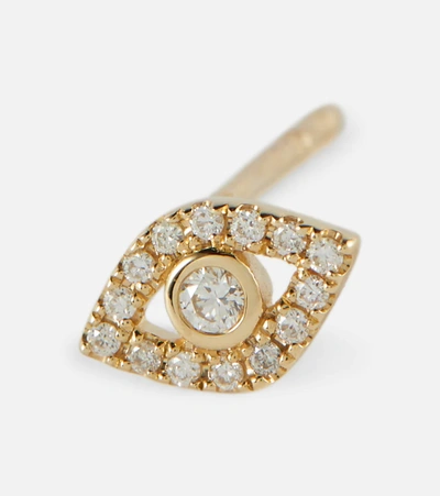 Sydney Evan Evil Eye 14kt Gold Single Earring With Diamonds In Gold