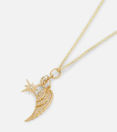 Sydney Evan Wing And Starburst 14kt Gold Necklace With Diamonds In Gold