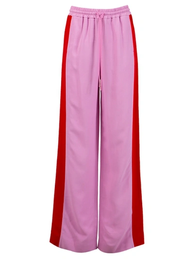 Shop Burberry Wide Leg Track Pants Primrose Pink And Red