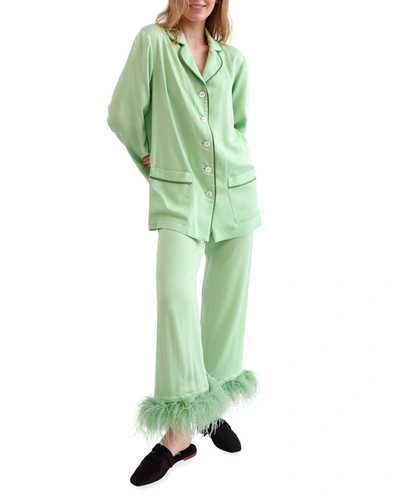 Shop Sleeper Party Pajama Set W/ Feathers In Mint