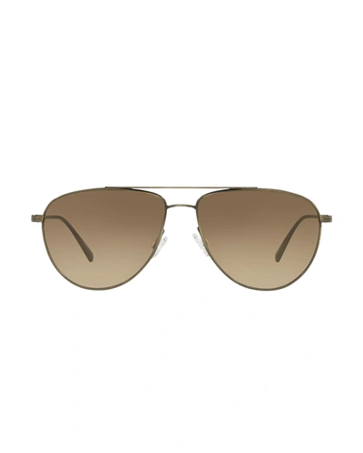 Shop Brunello Cucinelli Disoriano Metal Aviator Sunglasses In Gold