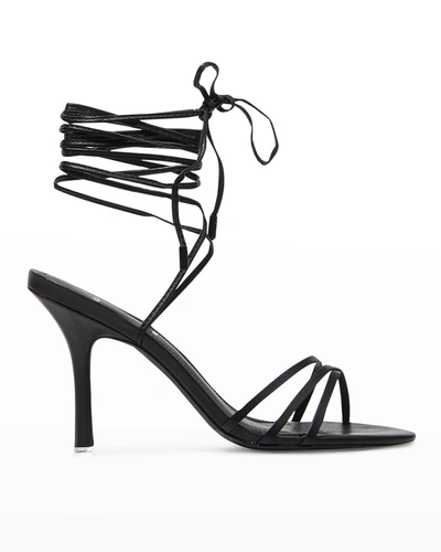 Shop Black Suede Studio Leandra Metallic Ankle-tie Sandals In Black