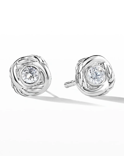 Shop David Yurman Infinity Diamond Stud Earrings In 18k White Gold