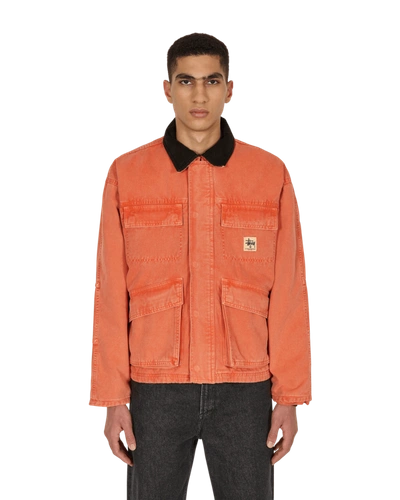 Stussy Washed Canvas Shop Jacket In Orange | ModeSens