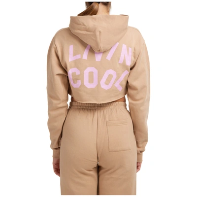 Shop Livincool Women's Sweatshirt Hood Hoodie In Beige