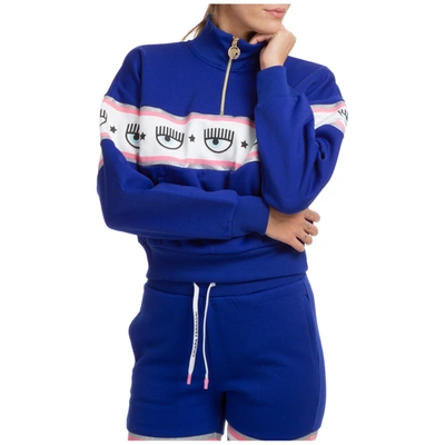 Shop Chiara Ferragni Women's Sweatshirt  Maxi Logomania In Blue
