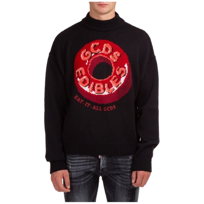 Shop Gcds Men's Crew Neck Neckline Jumper Sweater Pullover  Edibles In Black