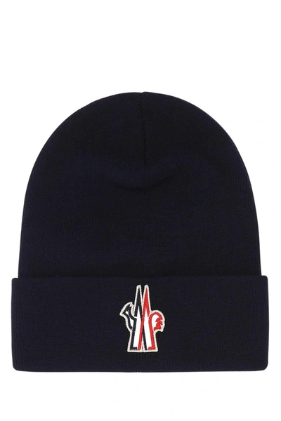 Shop Moncler Grenoble Logo Embroidered Beanie In Navy