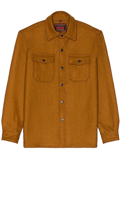 Shop Schott Cpo Wool Shirt In Brown