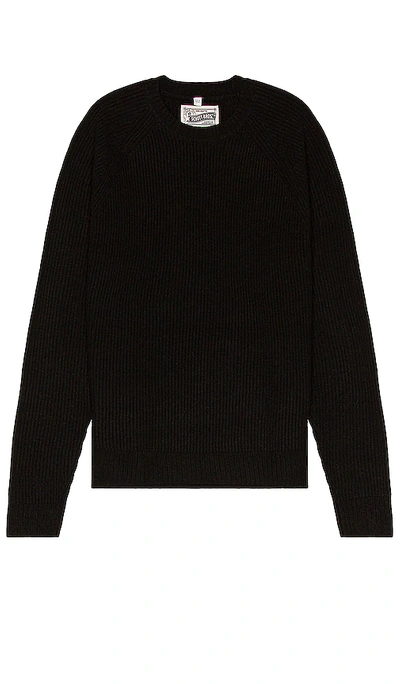 Shop Schott Ribbed Wool Crewneck Sweater In Black