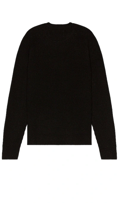 Schott Ribbed Wool Crewneck Sweater In Black