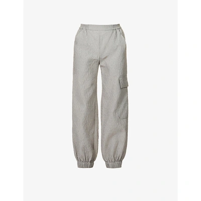 Shop Cecilie Bahnsen Womens Dove Grey Jackson Crinkled Tapered-leg Mid-rise Woven Trousers 8
