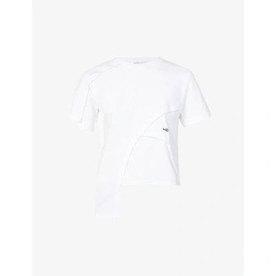 Shop Heliot Emil Asymmetric Stretch-cotton Jersey T-shirt In White