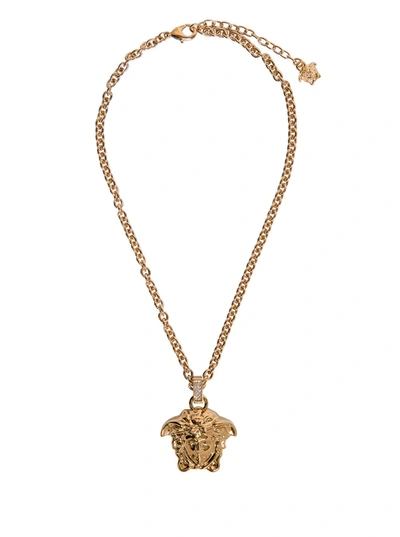 Shop Versace Fashion Jewelry Metallo Medusa Necklace In Metallic