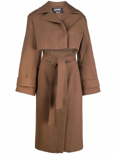 Shop Jacquemus Women's Brown Wool Coat