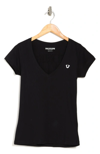 Shop True Religion V-neck Short Sleeve Shirt In Black 1001