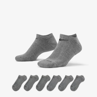 Shop Nike Men's Everyday Plus Cushioned Training No-show Socks (6 Pairs) In Grey