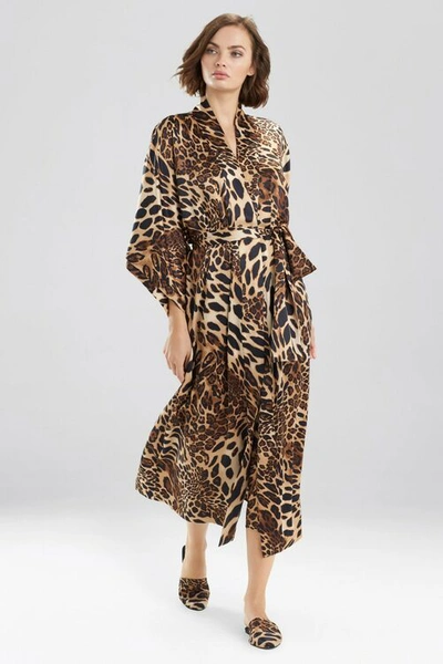 Shop Natori Luxe Leopard Wrap Robe In Black Red Combo