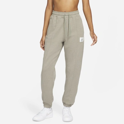 Shop Jordan Essentials Women's Fleece Pants In Light Army,heather,saturn Gold
