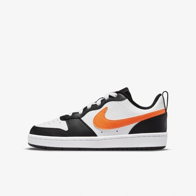 Shop Nike Court Borough Low 2 Big Kids' Shoes In White,black,dark Smoke Grey,total Orange
