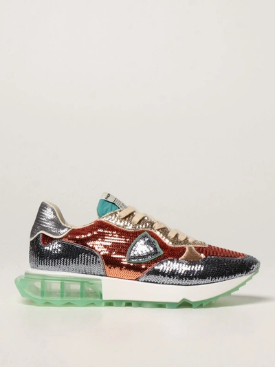 Shop Philippe Model Lumiere La Rue  Trainers With Sequins In Bronze